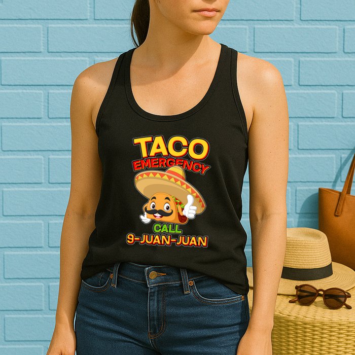 Funny Cinco De Mayo Taco Emergency Call 9 Juan Juan Womens Tank Top