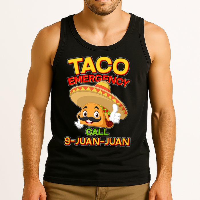 Funny Cinco De Mayo Taco Emergency Call 9 Juan Juan Tank Top