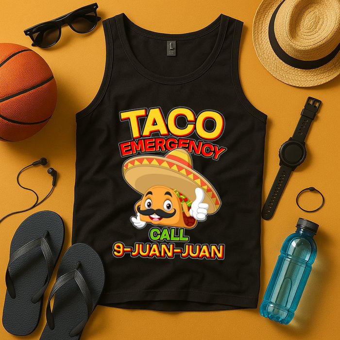 Funny Cinco De Mayo Taco Emergency Call 9 Juan Juan Tank Top