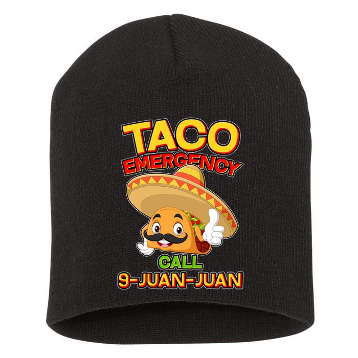 Funny Cinco De Mayo Taco Emergency Call 9 Juan Juan Short Acrylic Beanie