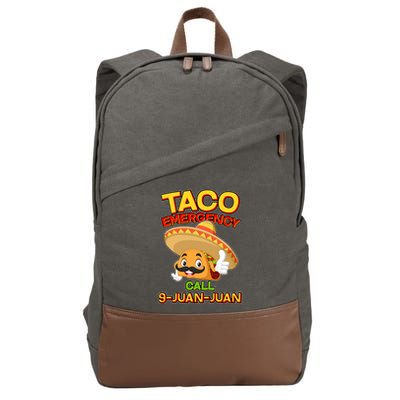 Funny Cinco De Mayo Taco Emergency Call 9 Juan Juan Cotton Canvas Backpack