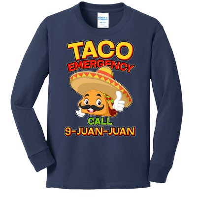 Funny Cinco De Mayo Taco Emergency Call 9 Juan Juan Kids Long Sleeve Shirt