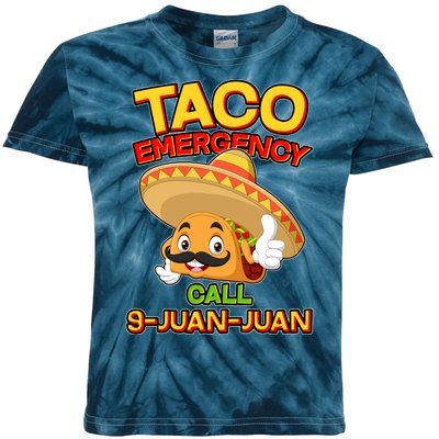 Funny Cinco De Mayo Taco Emergency Call 9 Juan Juan Kids Tie-Dye T-Shirt