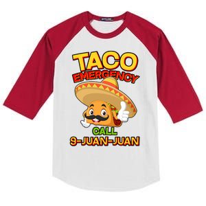 Funny Cinco De Mayo Taco Emergency Call 9 Juan Juan Kids Colorblock Raglan Jersey