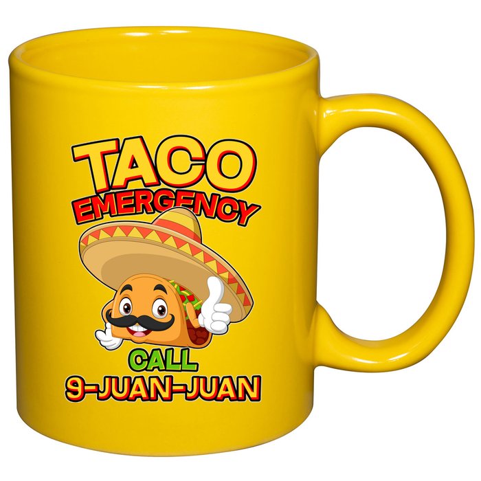 Funny Cinco De Mayo Taco Emergency Call 9 Juan Juan 11oz C Handle Ceramic Mug
