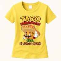 Funny Cinco De Mayo Taco Emergency Call 9 Juan Juan Womens T-Shirt