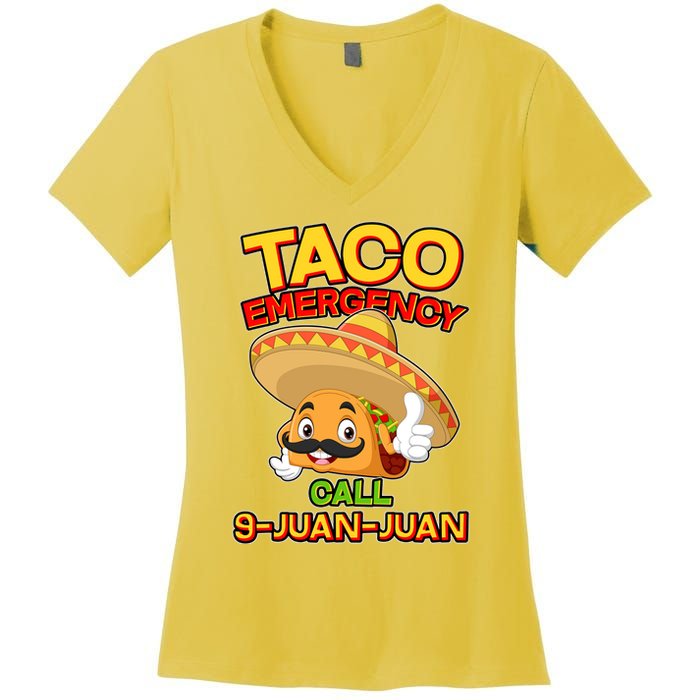 Funny Cinco De Mayo Taco Emergency Call 9 Juan Juan Women's V-Neck T-Shirt