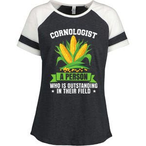 Funny Cornologist Definition Corn Farmer Enza Ladies Jersey Colorblock Tee