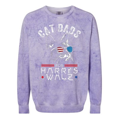 Funny Cat Dads For Harris Waltz 2024 Usa Flag Colorblast Crewneck Sweatshirt