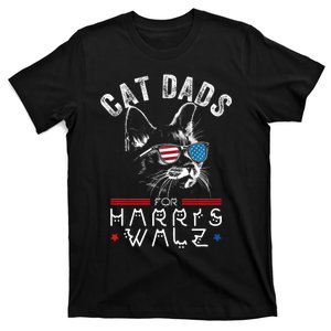 Funny Cat Dads For Harris Waltz 2024 Usa Flag T-Shirt