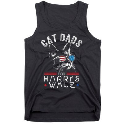 Funny Cat Dads For Harris Waltz 2024 Usa Flag Tank Top