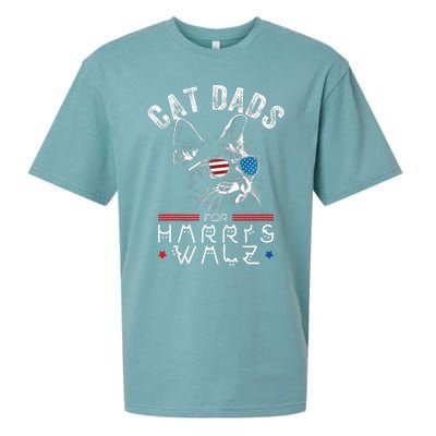 Funny Cat Dads For Harris Waltz 2024 Usa Flag Sueded Cloud Jersey T-Shirt