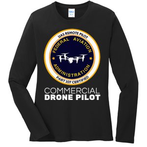 Faa Commercial Drone Pilot Ladies Long Sleeve Shirt