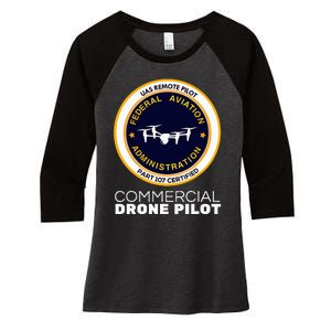 Faa Commercial Drone Pilot Women's Tri-Blend 3/4-Sleeve Raglan Shirt