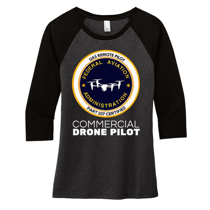 Faa Commercial Drone Pilot Women's Tri-Blend 3/4-Sleeve Raglan Shirt