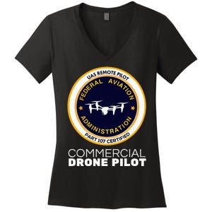 Faa Commercial Drone Pilot Women's V-Neck T-Shirt