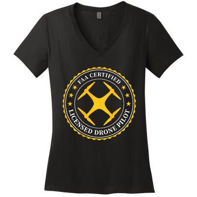 Faa Certified Drone Pilot Women's V-Neck T-Shirt