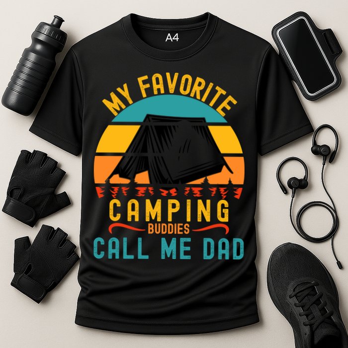Funny Camping Dad, My Favorite Camping Buddies Call Me Dad Cooling Performance Crew T-Shirt