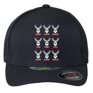 Funny Christmas Deer Hunters All Of Santa's Reindeer Design Flexfit Unipanel Trucker Cap