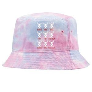 Funny Christmas Deer Hunters All Of Santa's Reindeer Design Tie-Dyed Bucket Hat