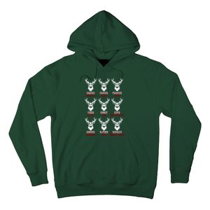 Funny Christmas Deer Hunters All Of Santa's Reindeer Design Hoodie