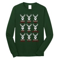 Funny Christmas Deer Hunters All Of Santa's Reindeer Design Long Sleeve Shirt