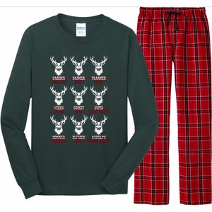 Funny Christmas Deer Hunters All Of Santa's Reindeer Design Long Sleeve Pajama Set