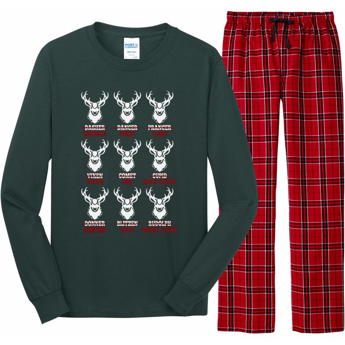 Funny Christmas Deer Hunters All Of Santa's Reindeer Design Long Sleeve Pajama Set