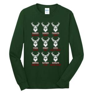 Funny Christmas Deer Hunters All Of Santa's Reindeer Design Tall Long Sleeve T-Shirt