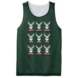 Funny Christmas Deer Hunters All Of Santa's Reindeer Design Mesh Reversible Basketball Jersey Tank