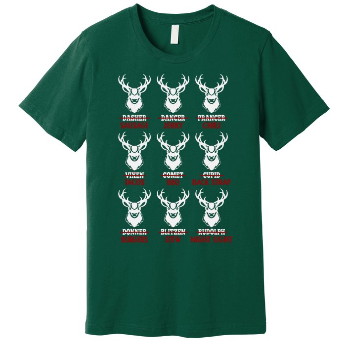 Funny Christmas Deer Hunters All Of Santa's Reindeer Design Premium T-Shirt