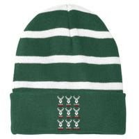 Funny Christmas Deer Hunters All Of Santa's Reindeer Design Striped Beanie with Solid Band