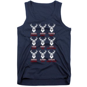 Funny Christmas Deer Hunters All Of Santa's Reindeer Design Tank Top