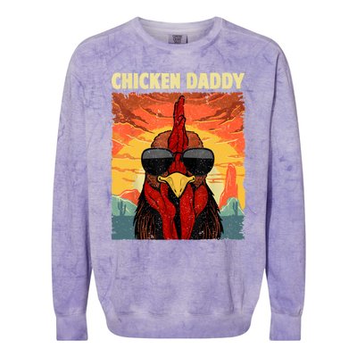 Funny Chicken Daddy Design For Dad Farmer Chicken Lover Colorblast Crewneck Sweatshirt