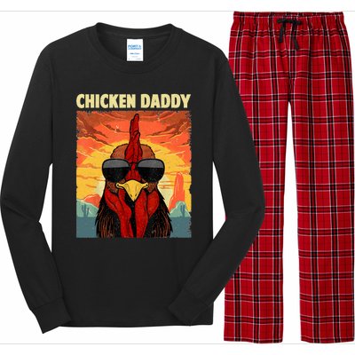 Funny Chicken Daddy Design For Dad Farmer Chicken Lover Long Sleeve Pajama Set