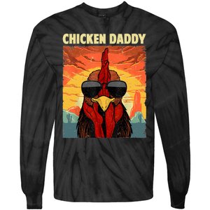 Funny Chicken Daddy Design For Dad Farmer Chicken Lover Tie-Dye Long Sleeve Shirt