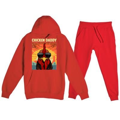 Funny Chicken Daddy Design For Dad Farmer Chicken Lover Premium Hooded Sweatsuit Set