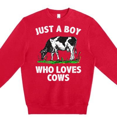 Funny Cow Design Cow Farmer Livestock Animal Premium Crewneck Sweatshirt