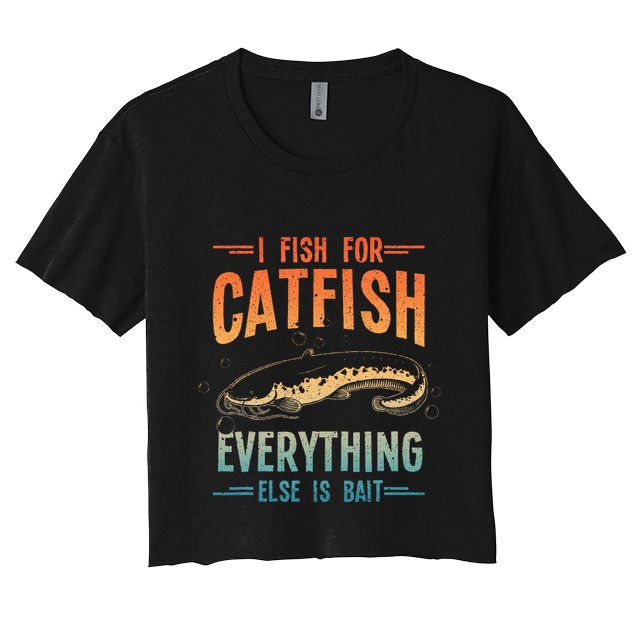 Funny Catfishing Design Catfish Fishing Hunter Crop Top