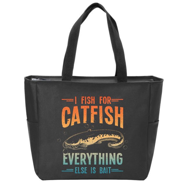 Funny Catfishing Design Catfish Fishing Hunter Zip Tote Bag