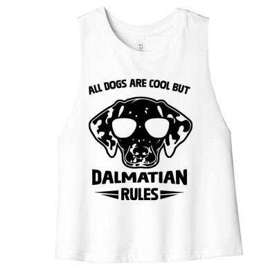 Funny Cute Dalmatian Dog Rules Puppy Lover Gift Women's Racerback Cropped Tank