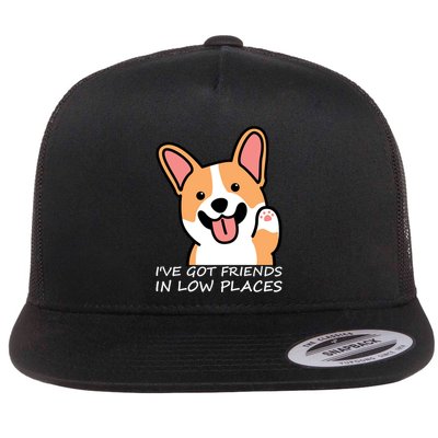 Funny Corgi Dog Lovers I've Got Friends In Low Place Mom Gift Flatbill Hat