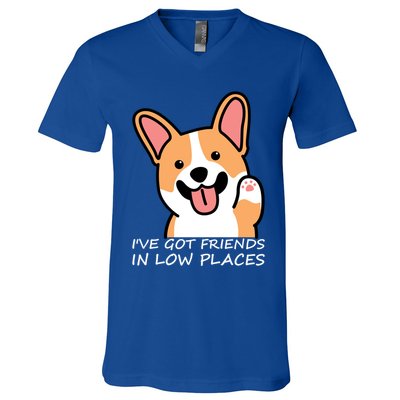 Funny Corgi Dog Lovers I've Got Friends In Low Place Mom Gift V-Neck T-Shirt