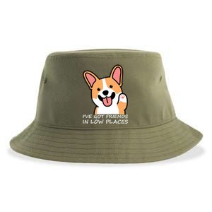 Funny Corgi Dog Lovers I've Got Friends In Low Place Mom Gift Sustainable Bucket Hat