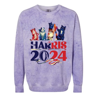 Funny Cat Design Kamala Harris 2024 Childless Cat Lady Colorblast Crewneck Sweatshirt