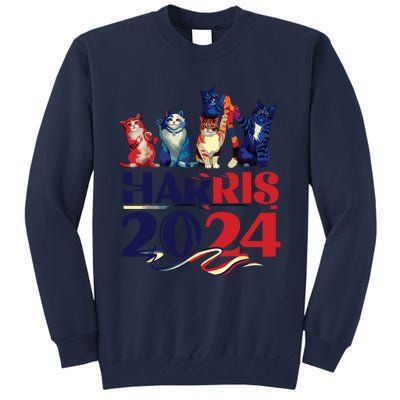 Funny Cat Design Kamala Harris 2024 Childless Cat Lady Tall Sweatshirt