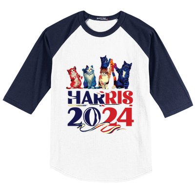 Funny Cat Design Kamala Harris 2024 Childless Cat Lady Baseball Sleeve Shirt