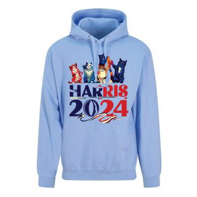 Funny Cat Design Kamala Harris 2024 Childless Cat Lady Unisex Surf Hoodie