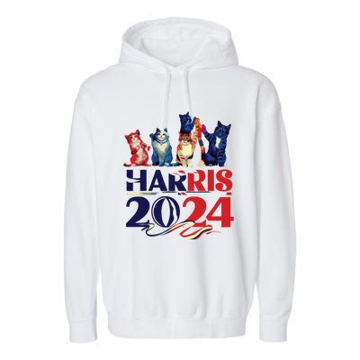 Funny Cat Design Kamala Harris 2024 Childless Cat Lady Garment-Dyed Fleece Hoodie