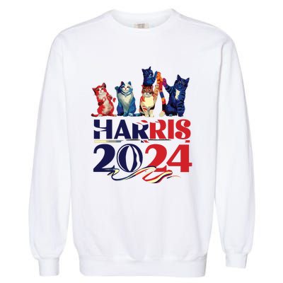 Funny Cat Design Kamala Harris 2024 Childless Cat Lady Garment-Dyed Sweatshirt